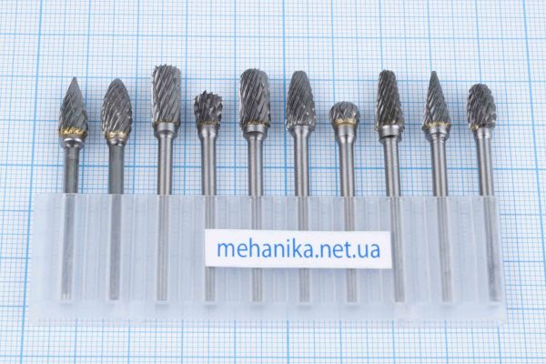 Бор фреза, дрібний ніж, вольфрамова сталь, набір 10 шт.