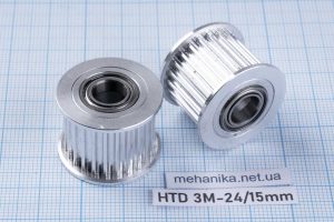 Натяжний зубчастий ролик HTD 3M, без фланця, 24 зуби, ремінь 15 мм, отвір 8 мм