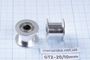 Натяжний гладкий ролик GT2, без фланця, без зубів, ремінь 10 мм, отвір 5 мм