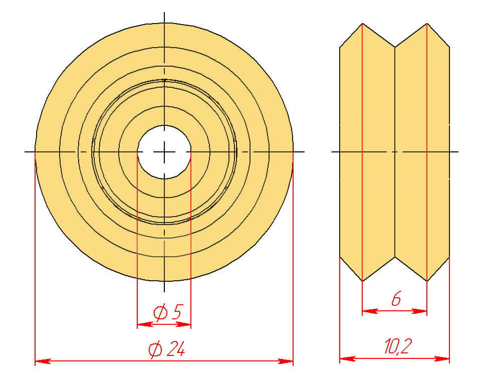 Ролик V-подібний 24 мм, для алюмінієвого профілю 2020