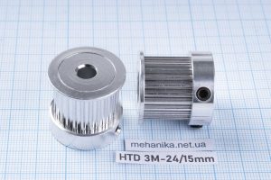 Шків зубчастий HTD 3М, з фланцем, 24 зуба, ремінь 15 мм