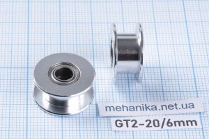 Натяжний гладкий ролик GT2, без фланця, без зубів, ремінь 6 мм, отвір 5 мм