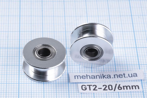 Натяжний гладкий ролик GT2, без фланця, без зубів, ремінь 6 мм, отвір 5 мм
