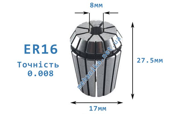 Цанга АА ER16, точність 0.008