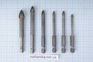 Свердло для керамічної плитки, 4 ножі, з шестигранним хвостовиком