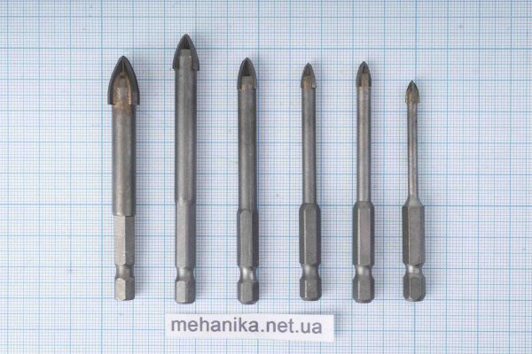 Свердло для керамічної плитки, 4 ножі, з шестигранним хвостовиком