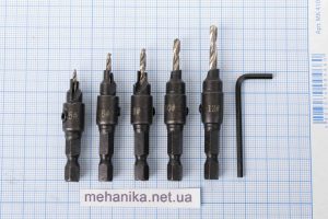 Свердло з зенкером, шестигранний хвостовик, набір 5шт