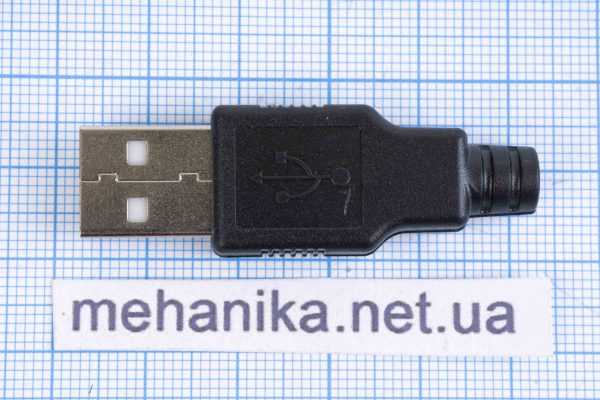 Штекер USB-AM, чорний з розбірним корпусом та кабельним введенням