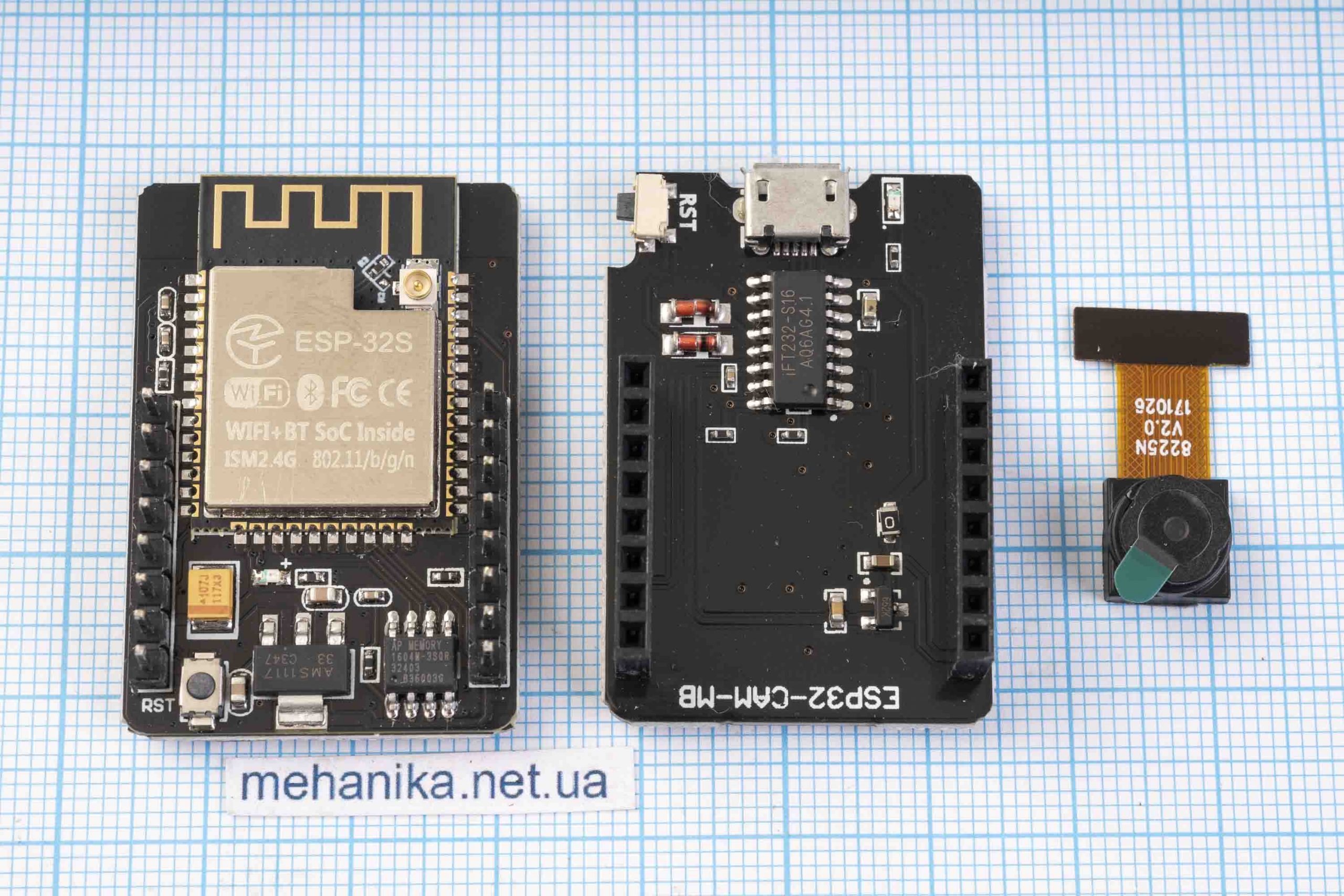 Модуль ESP32-CAM (2M x 8bits) з камерою OV2640, WiFi/Bluetooth, AI-Thinker HW-818 + ESP32-CAM MB microUSB