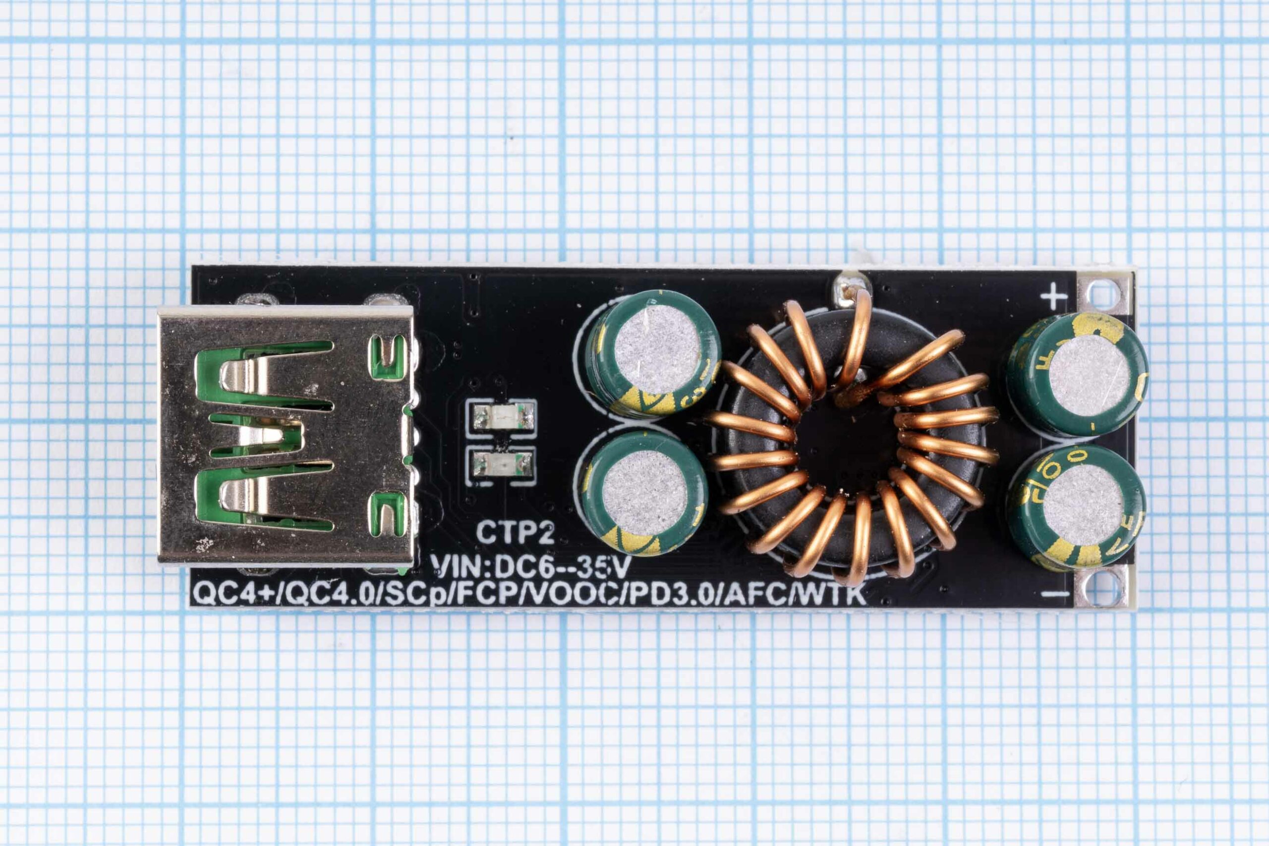Контролер (модуль) швидкого заряджання QC4.0/PD3.0, 6-35V/3A/100W, USB-A/Type-C (CTP2)