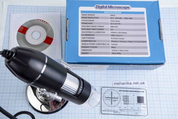 Мікроскоп USB, цифровий (50x-1600x) з LED підсвічуванням
