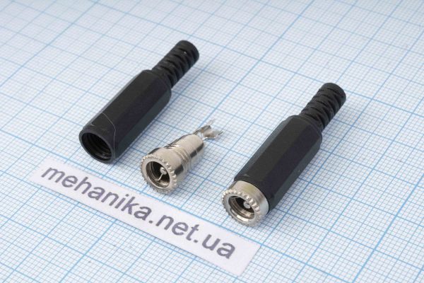 Роз'єм гніздо 5.5x2.1, чорний з розбірним корпусом.