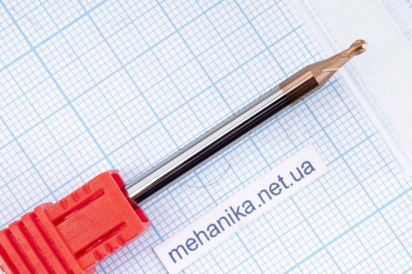 Фреза твердосплавна спіральна, радіусна, 2 ножі, R=1.0-5.0, L=50-75 мм, d=4-10 мм, HRC60