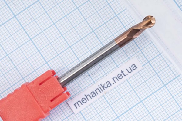 Фреза твердосплавна спіральна, радіусна, 2 ножі, R=1.0-5.0, L=50-75 мм, d=4-10 мм, HRC60