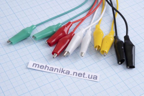 Кабель тестерний "крокодил-крокодил" 50 см 10 шт/5 кольорів