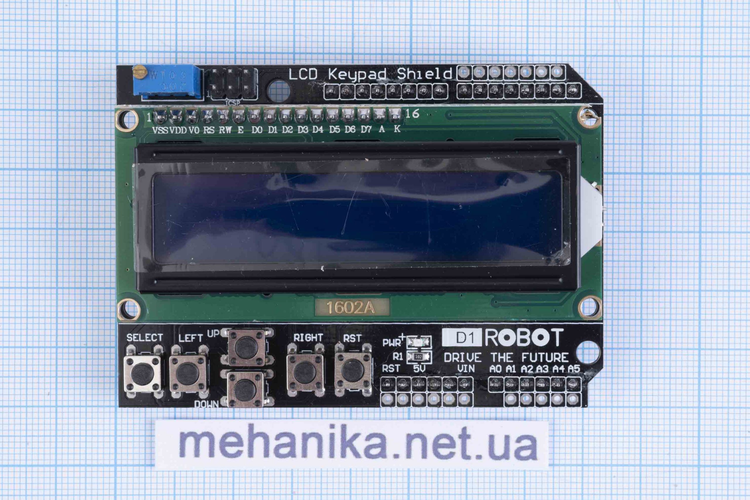 РК-екран із кнопками LCD Keypad Shield LCD1602 D1ROBOT для Arduino