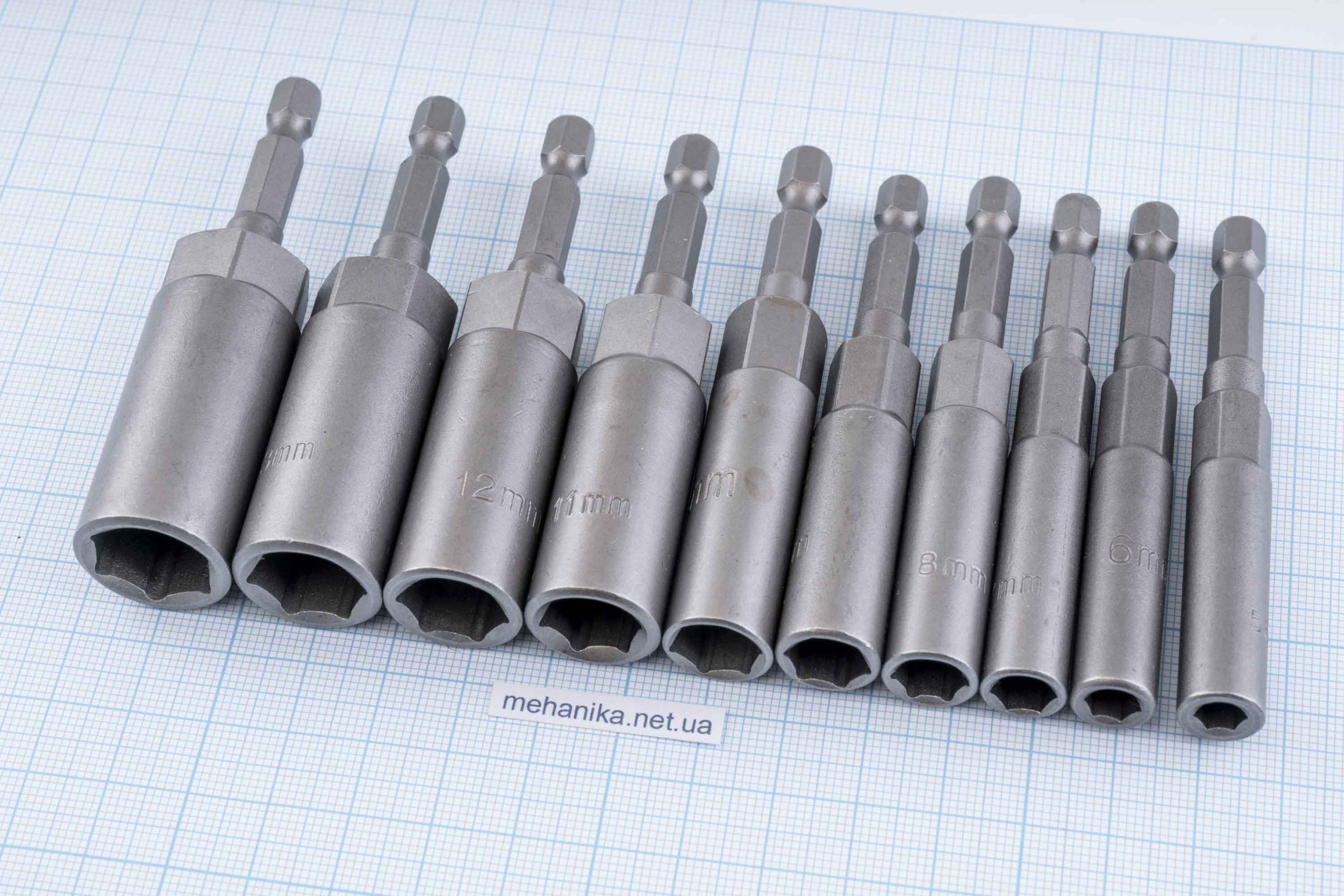 Головка торцева з шестигранним хвостовиком HEX 1/4", немагнітна, M5.5-M14, L=80мм