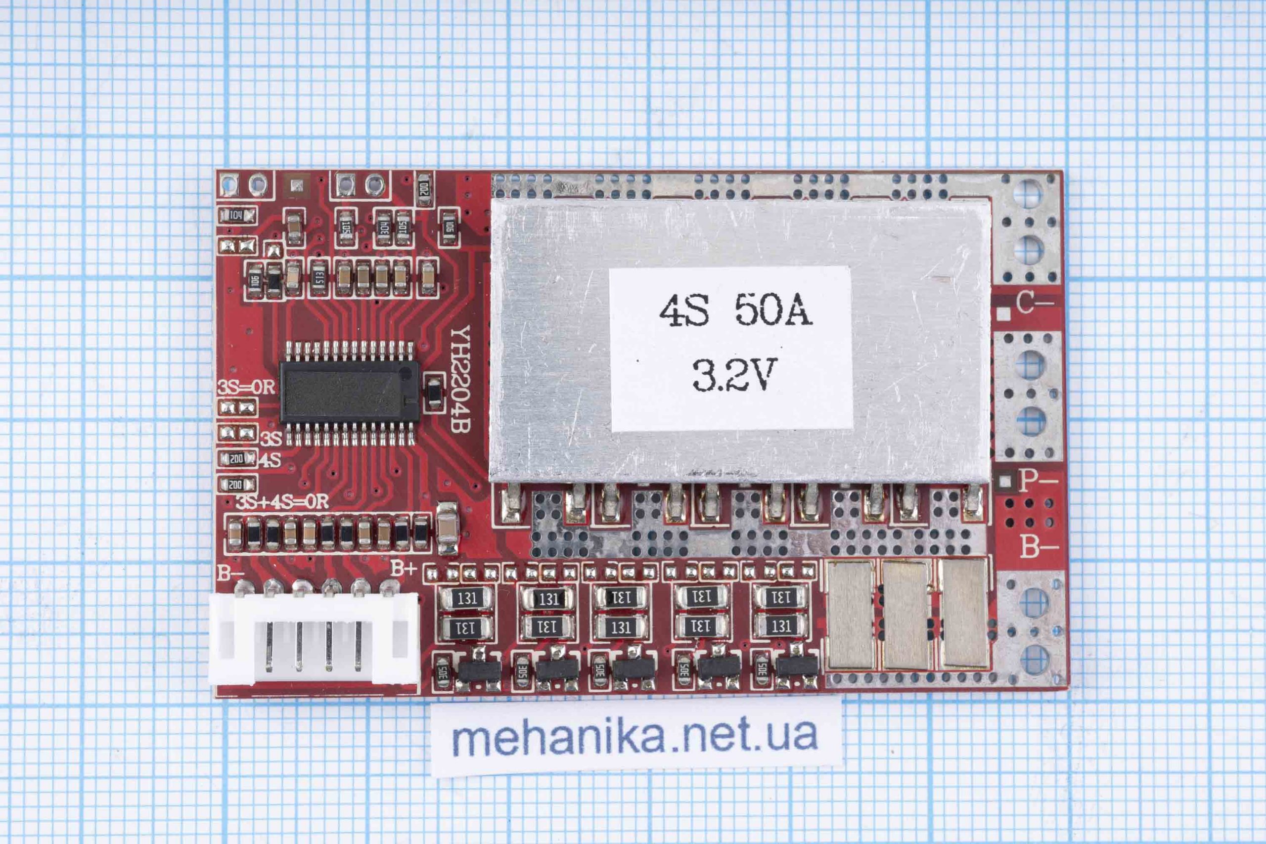 BMS-контролер заряду YH2204B для LiFePO4, 4S/50A/3.2-3.6V