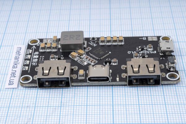 Контролер заряду Li-ion P5328P, модуль для повербанку QC3.0, 2хUSB-A, Type-C, microUSB
