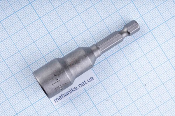 Головка торцева з шестигранним хвостовиком HEX 1/4", магнітна, M6-M14, L=65мм