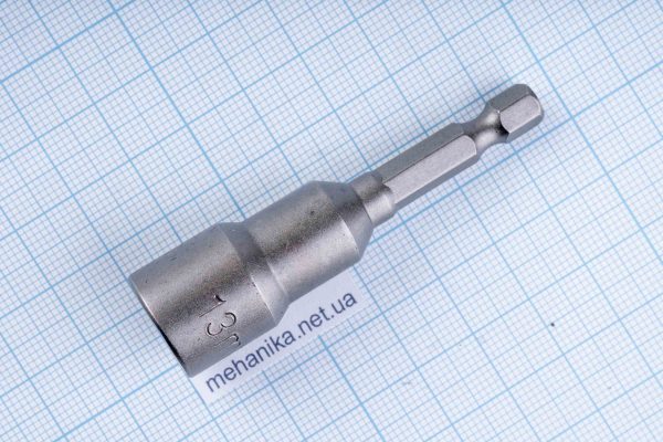 Головка торцева з шестигранним хвостовиком HEX 1/4", магнітна, M6-M14, L=65мм