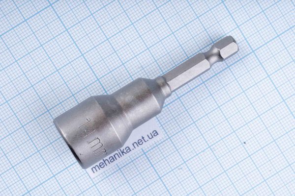 Головка торцева з шестигранним хвостовиком HEX 1/4", магнітна, M6-M14, L=65мм