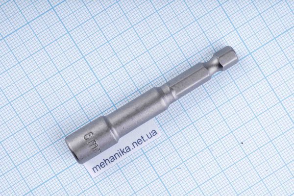 Головка торцева з шестигранним хвостовиком HEX 1/4", магнітна, M6-M14, L=65мм