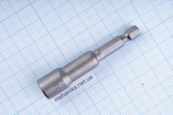 Головка торцева з шестигранним хвостовиком HEX 1/4", магнітна, M6-M14, L=65мм
