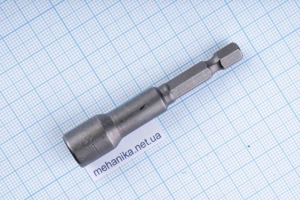 Головка торцева з шестигранним хвостовиком HEX 1/4", магнітна, M6-M14, L=65мм