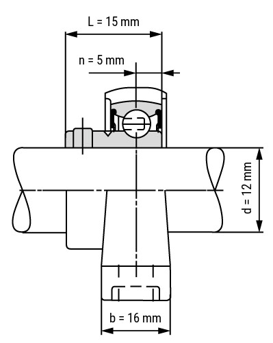 Підшипник опорний фланцевий KP001, 12 мм