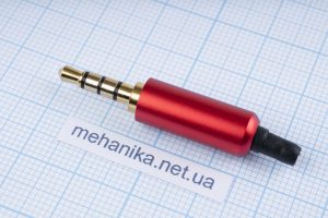 Штекер mini-Jack (джек) 3.5 мм TRRS 4 pin, червоний