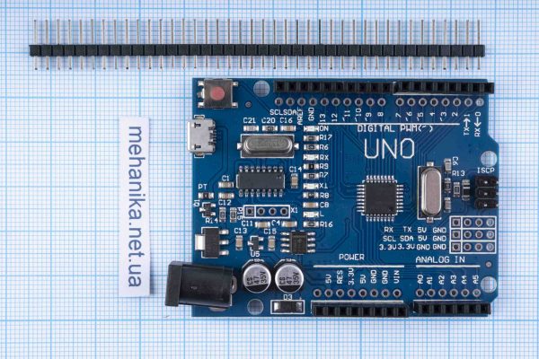 Плата мікроконтролера Arduino UNO ATmega328P, microUSB