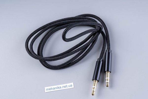 Аудіо-кабель AUX mini-Jack 3.5 мм, прямий, нейлон, 120 см