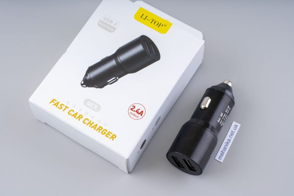 Автомобільний зарядний пристрій LI-TOP 2xUSB-A/2.4A, 12-24V