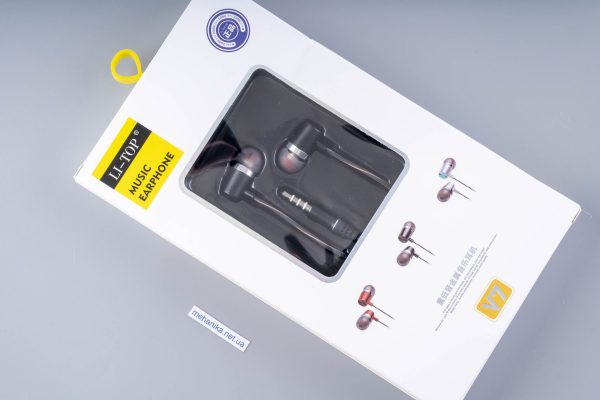 Навушники LI-TOP V7 з мікрофоном, вакуумні, mini-Jack 3.5 мм - чорний