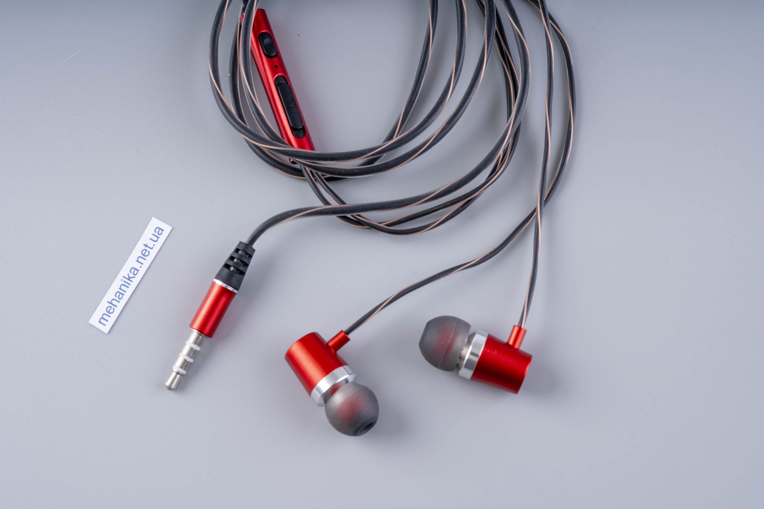 Навушники LI-TOP V7 з мікрофоном, вакуумні, mini-Jack 3.5 мм - червоний