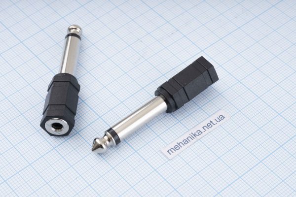 Адаптер-перехідник, Jack 6.35 mm Male/mini-Jack 3.5 mm Female, 2 PIN TS