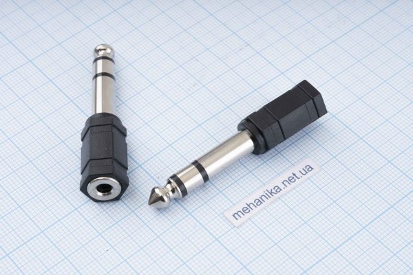 Адаптер-перехідник, Jack 6.35 mm Male/mini-Jack 3.5 mm Female, 3 PIN TRS