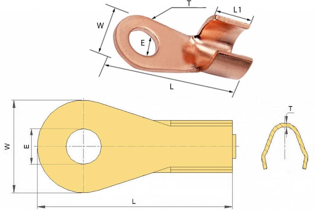 Клема мідна розрізна KMP_ФОТО+КРЕСЛЕННЯ