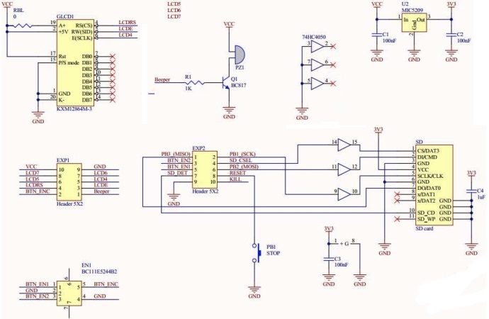Контролер (панель керування)3D-принтера RAMPS 1.4 LCD 12864 зі шлейфами