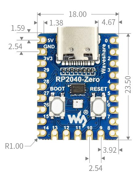 Плата розробника Waveshare Raspberry Pi RP2040-Zero Mini
