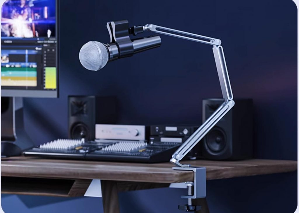 Настільна стійка-пантограф (кронштейн) для мікрофонну або смартфону з швидкозажимною кліпсою