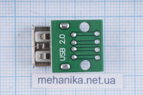 Модуль роз'єм-гніздо USB 2.0 Female на платі DIP 2.54
