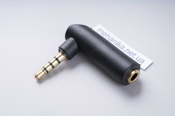 Адаптер-перехідник, mini-Jack 3.5 mm Male/mini-Jack 3.5 mm Female, 4 PIN TRRS, кутовий