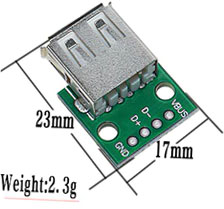 Модуль роз'єм-гніздо USB 2.0 Female на платі DIP 2.54