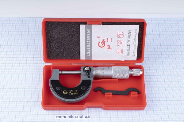 Мікрометр механічний, сталевий, точність 0.01 мм, діапазон 0-25 мм