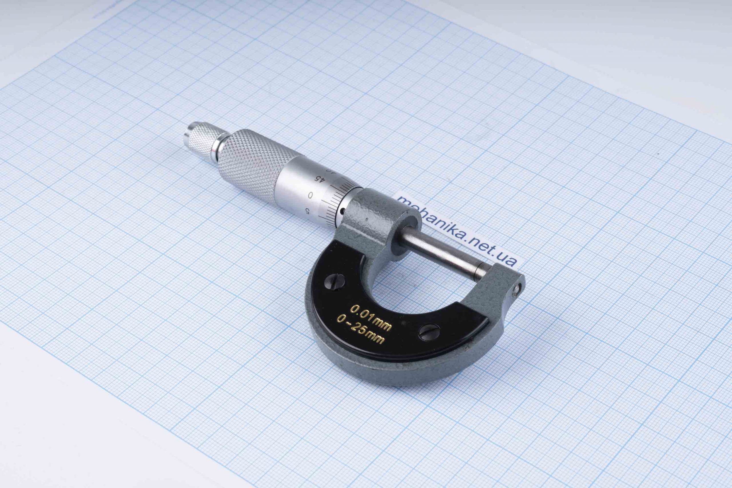 Мікрометр механічний, сталевий, точність 0.01 мм, діапазон 0-25 мм