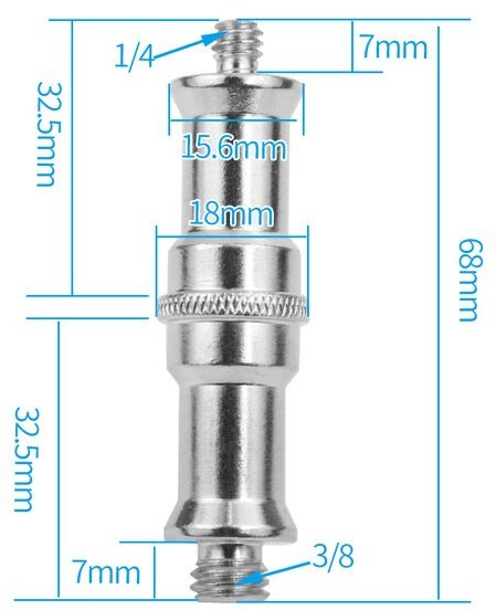Перехідник-адаптер, студійний палець, для фототехніки 3/8″ Male (тато) на 1/4″ Male (тато)