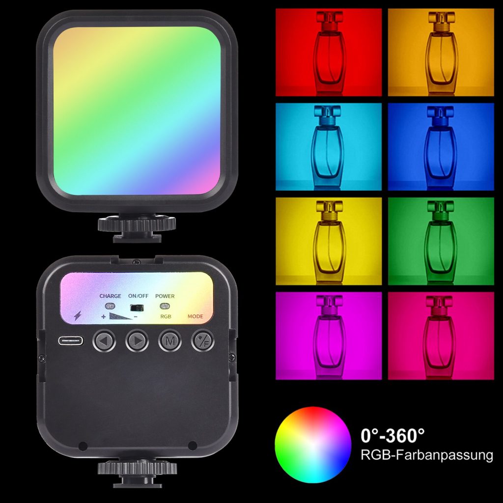 Ліхтар накамерний з акумулятором RGB 3.7V 1800mAh, відео світло, 5W, 2500-7000К