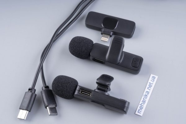 Мікрофон бездротовий, петличний для IPhone (Lightning), система 2 мікрофони
